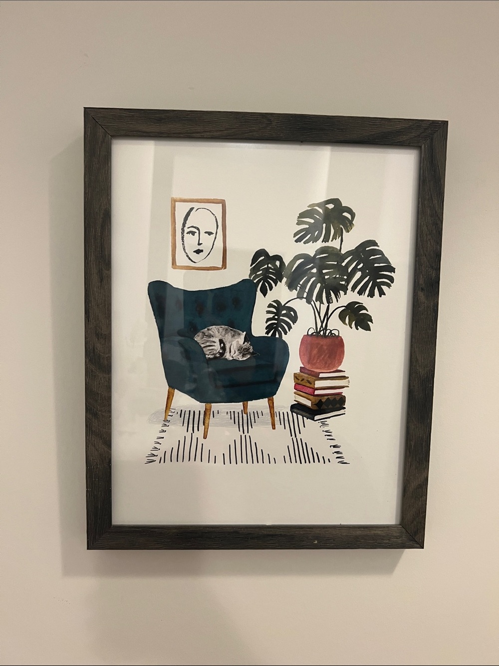 Dark Teal Armchair Illustration Wall Art - Home Decor Print
